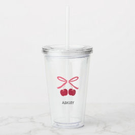 Acrylbecher | Süße Kirschschleife Cute Acryltrinkbecher