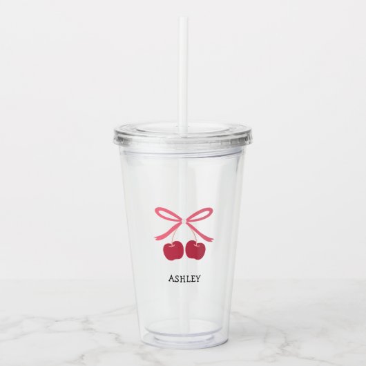 Acrylbecher | Süße Kirschschleife Cute Acryltrinkbecher (Vorderseite)