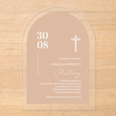 Acrylblau Rosa Christening Einladung (Vorderseite)