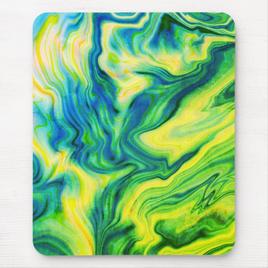 Acrylfarbe, blau, grün, gelb / mousepad (Vorne)