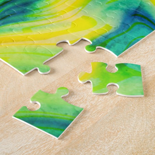 Acrylfarbe, blau, grün, gelb / puzzle (Seite)