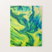 Acrylfarbe, blau, grün, gelb / puzzle (Vertikal)