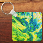 Acrylfarbe, blau, grün, gelb / schlüsselanhänger (Vorderseite)