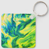 Acrylfarbe, blau, grün, gelb / schlüsselanhänger (Rückseite)