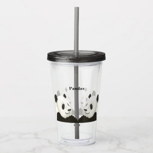 Acrylglas mit Pandas Acryltrinkbecher
