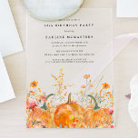 ACRYLIC 30. Geburtstag Herbst Pumpkin Wildblume Acryleinladungen<br><div class="desc">Akrylische Einladungen sind der heißeste Trend dieses Jahres. Die Kürbisse des Falles sind in zarten goldgelben und orangefarbenen Wildblumen eingebettet,  um eine elegante Ästhetik zu schaffen. Der gesamte Text ist editierbar,  sodass Sie ganz einfach Ihre eigene Stimmung gestalten können.</div>