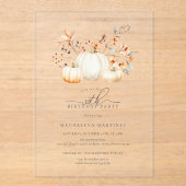 ACRYLIC 30. Geburtstag White Pumpkin Herbstlaubs Acryleinladungen (Vorderseite)