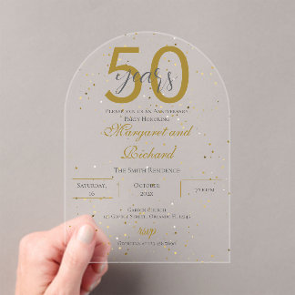 Acrylic 50th anniversary invitation acryleinladungen