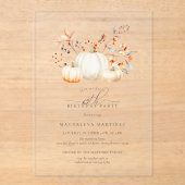 ACRYLIC 65. Geburtstag White Pumpkin Herbstlaubs Acryleinladungen (Vorderseite)