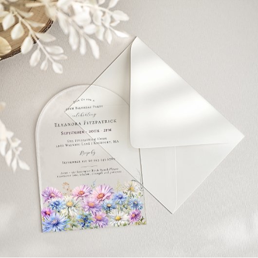 ACRYLIC ARCH 40 Birthday September Birth Flower Acryleinladungen