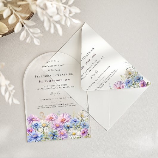 ACRYLIC ARCH 75 Birthday September Birth Flower Acryleinladungen