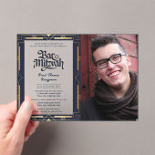 ACRYLIC BAR MITZVAH Foto Blue Gold Elegante Acryleinladungen (Insitu (Handheld))