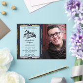 ACRYLIC BAR MITZVAH Foto Blue Gold Elegante Acryleinladungen (In Situ (Hochzeit))
