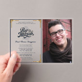 ACRYLIC BAR MITZVAH Foto Blue Gold Elegante Acryleinladungen (Insitu (Handheld))