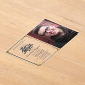 ACRYLIC BAR MITZVAH Foto Blue Gold Elegante Acryleinladungen (Ablage )