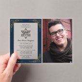 ACRYLIC BAR MITZVAH Foto Blue Gold Elegante Modern Acryleinladungen (Insitu (Handheld))