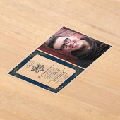 ACRYLIC BAR MITZVAH Foto Blue Gold Elegante Modern Acryleinladungen (Ablage )