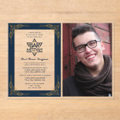 ACRYLIC BAR MITZVAH Foto Blue Gold Elegante Modern Acryleinladungen (Vorderseite)