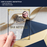 ACRYLIC BAR MITZVAH Foto Moderne Navy Gold Klasse Acryleinladungen<br><div class="desc">Dieses moderne Acryl-Foto Bar Mitzvah Einladung kann klar oder mattiert,  Rechteck oder Bogen geformt nach Wunsch,  um Ihre Bedürfnisse Anzug. Sie können die Farbe des Textes in Designtools ändern.</div>
