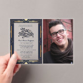 ACRYLIC BAR MITZVAH Foto Navy Gold Elegant Acryleinladungen (Insitu (Handheld))