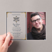 ACRYLIC BAR MITZVAH Foto Navy Gold Star David Acryleinladungen (Insitu (Handheld))
