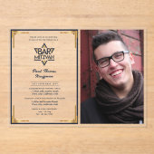 ACRYLIC BAR MITZVAH Foto Navy Gold Star David Acryleinladungen (Vorderseite)