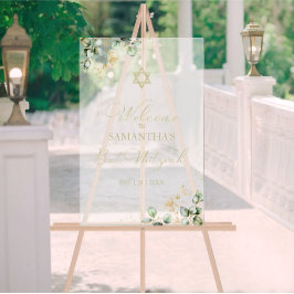 Acrylic Bat Mitzvah Begrüßungszeichen | Eukalyptus Acrylschild