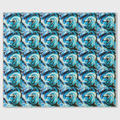 Acrylic Blue Black Liquid Abstraktes Muster Geschenkpapier (Flach)