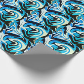 Acrylic Blue Black Liquid Abstraktes Muster Geschenkpapier (Ecke)