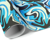 Acrylic Blue Black Liquid Abstraktes Muster Geschenkpapier (Rolleneckpunkt)