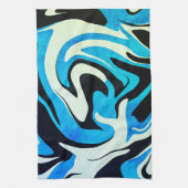 Acrylic Blue Black Liquid Abstraktes Muster Geschirrtuch (Vertikal)