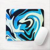 Acrylic Blue Black Liquid Abstraktes Muster Mousepad (Mit Mouse)
