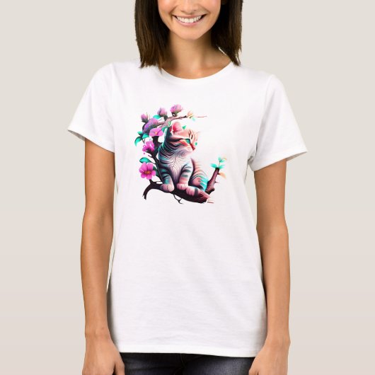 Acrylic Blume Niedlich Cat T - Shirt (Vorderseite)