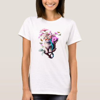 Acrylic Blume Niedlich Cat T - Shirt