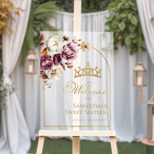 Acrylic Burgundfall 16 . Geburtstag Begrüßungszeic Acrylschild