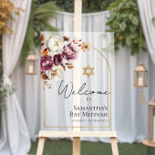 Acrylic Burgundy Fall Bat Mitzvah Begrüßungszeiche Acrylschild