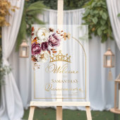 Acrylic Burgundy Fall Quinceanera Begrüßungszeiche Acrylschild