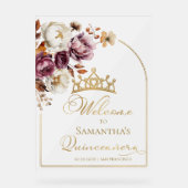 Acrylic Burgundy Fall Quinceanera Begrüßungszeiche Acrylschild (Vorderseite)