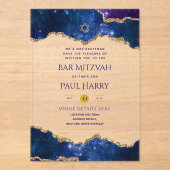 Acrylic Clear BAR MITZVAH Galaxy Starry Night Blue Acryleinladungen (Vorderseite)