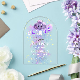 Acrylic Dreamy Cloud Nine 9. Geburtstagseinladung Acryleinladungen