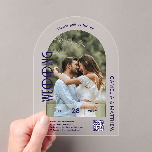 ACRYLIC Foto Wedding Einladungen Moderne QR Code U (Insitu (Handheld))