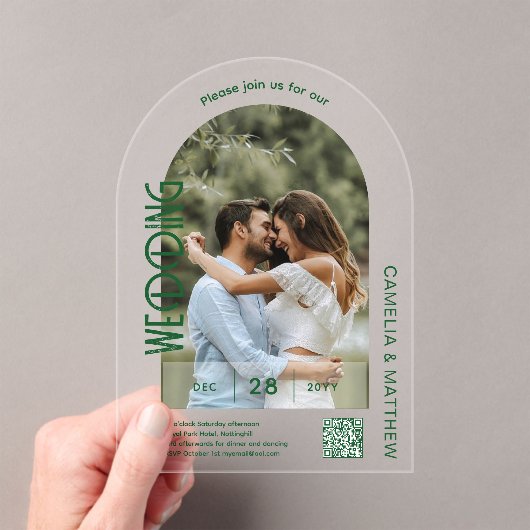 ACRYLIC Foto Wedding Einladungen Moderne QR Code U (Insitu (Handheld))