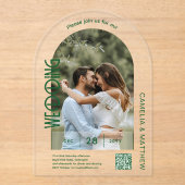 ACRYLIC Foto Wedding Einladungen Moderne QR Code U (Vorderseite)