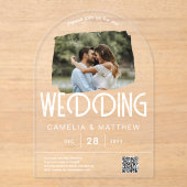 ACRYLIC Foto Wedding Einladungen Moderne QR Code U (Vorderseite)