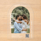 ACRYLIC Foto Wedding Einladungen Moderne QR Code U (Vorderseite)