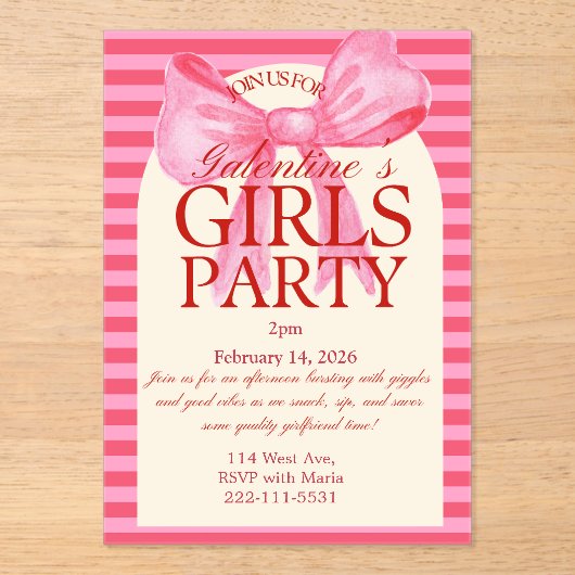 Acrylic Galantines party Invitation Acryleinladungen (Vorderseite)