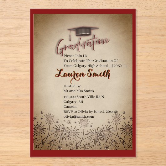 Acrylic Graduation Party Invitation Acryleinladungen (Vorderseite)