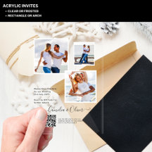 ACRYLIC Hochzeits Einladungen FOTO Qr Code RSVP