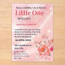 Acrylic Invitation Pink Floral Baby Shower
