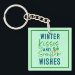 Acrylic Keychain Schlüsselanhänger<br><div class="desc">Cozy winter quote design featuring “Winter Kisses And Snowflake Wishes.” Perfect for holiday gifts,  Christmas outfits,  and seasonal winter apparel. (Design code-51963).</div>